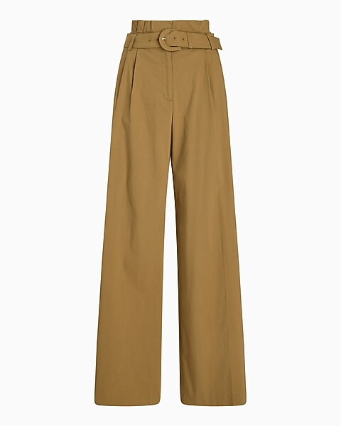 Super High Waisted Belted Paperbag Wide Leg Pant | Express