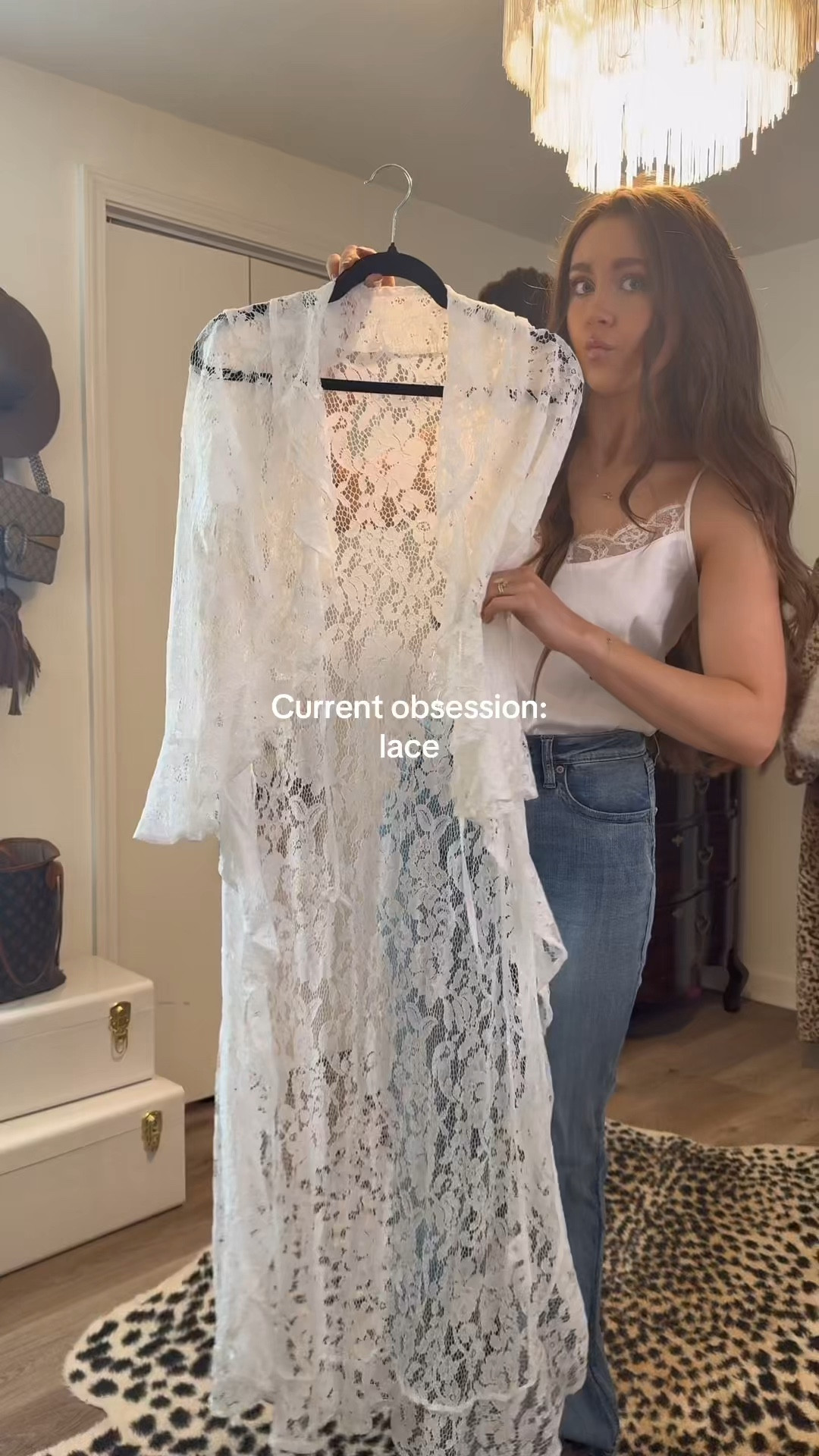 Long lace tie front top and my favorite silk tanks