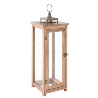 Hampton Bay 22 in. Rustic Wood Outdoor Patio Lantern with Metal Top-HD19034L - The Home Depot | The Home Depot