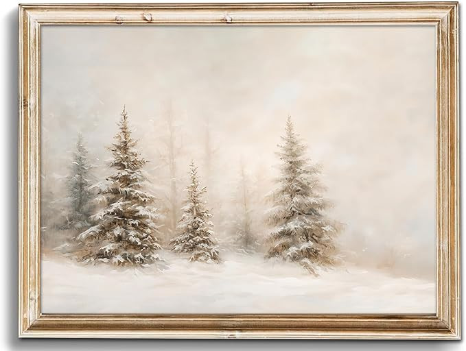 Uniro Christmas Tree Wall Art Prints, Vintage Christmas Decor, Neutral Winter Xmas Aesthetic Post... | Amazon (US)