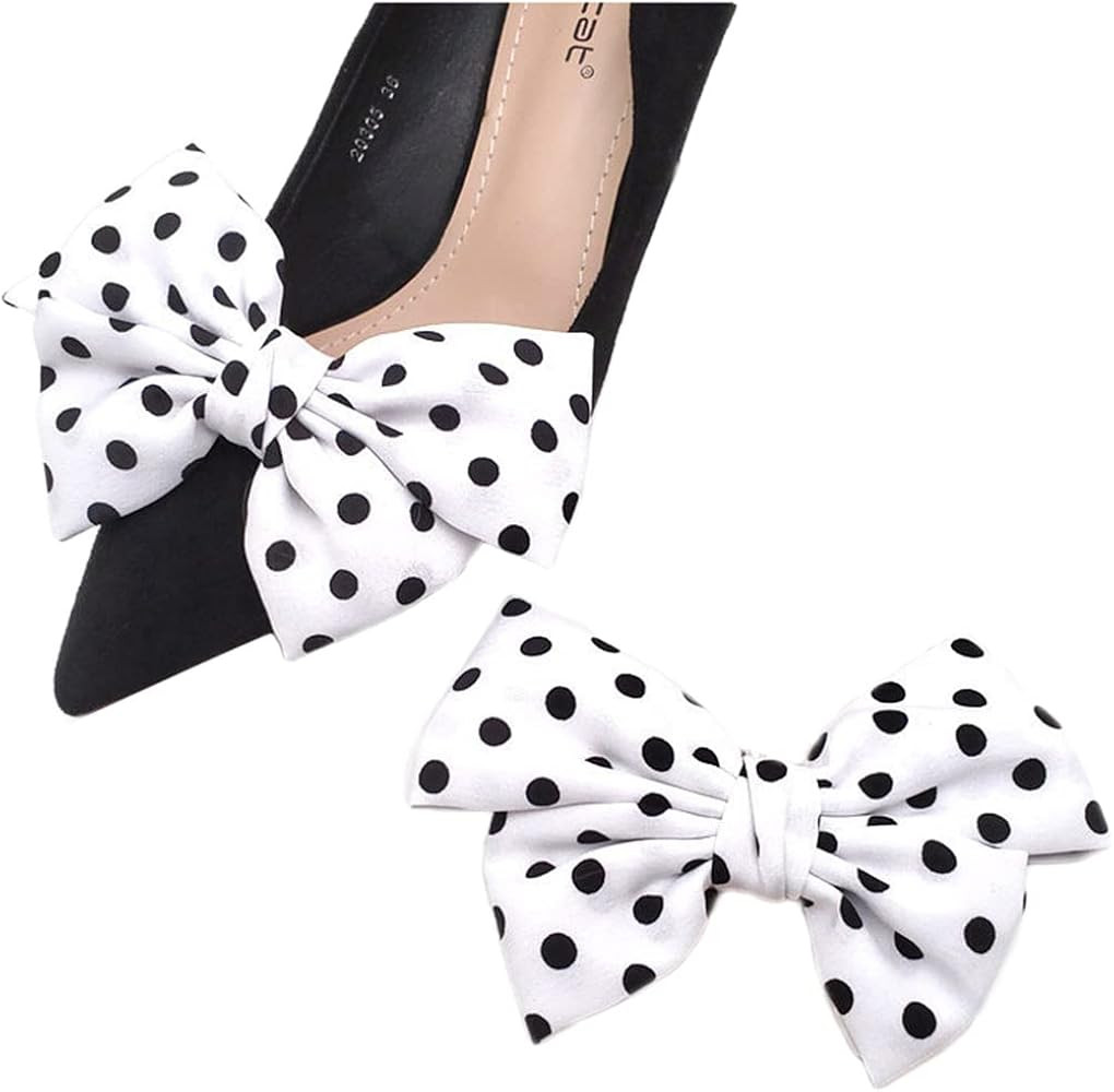 Tsangbaby Satin Bow Shoe Clips - Dots Solid Color Removable Elegant Wedding Party Shoe Buckle Bag... | Amazon (US)