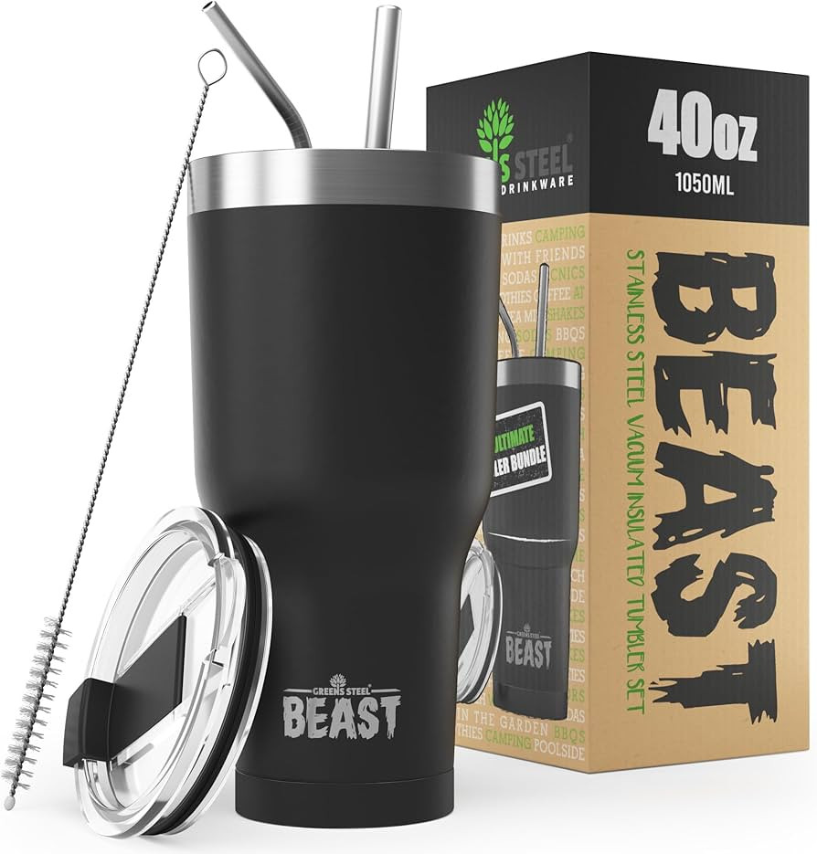 Beast 40 oz Tumbler Stainless Steel Vacuum Insulated Coffee Ice Cup Double Wall Travel Flask (Mat... | Amazon (US)