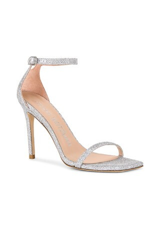 Stuart Weitzman Nudistcurve 100 Sandal in Crystal from Revolve.com | Revolve Clothing (Global)