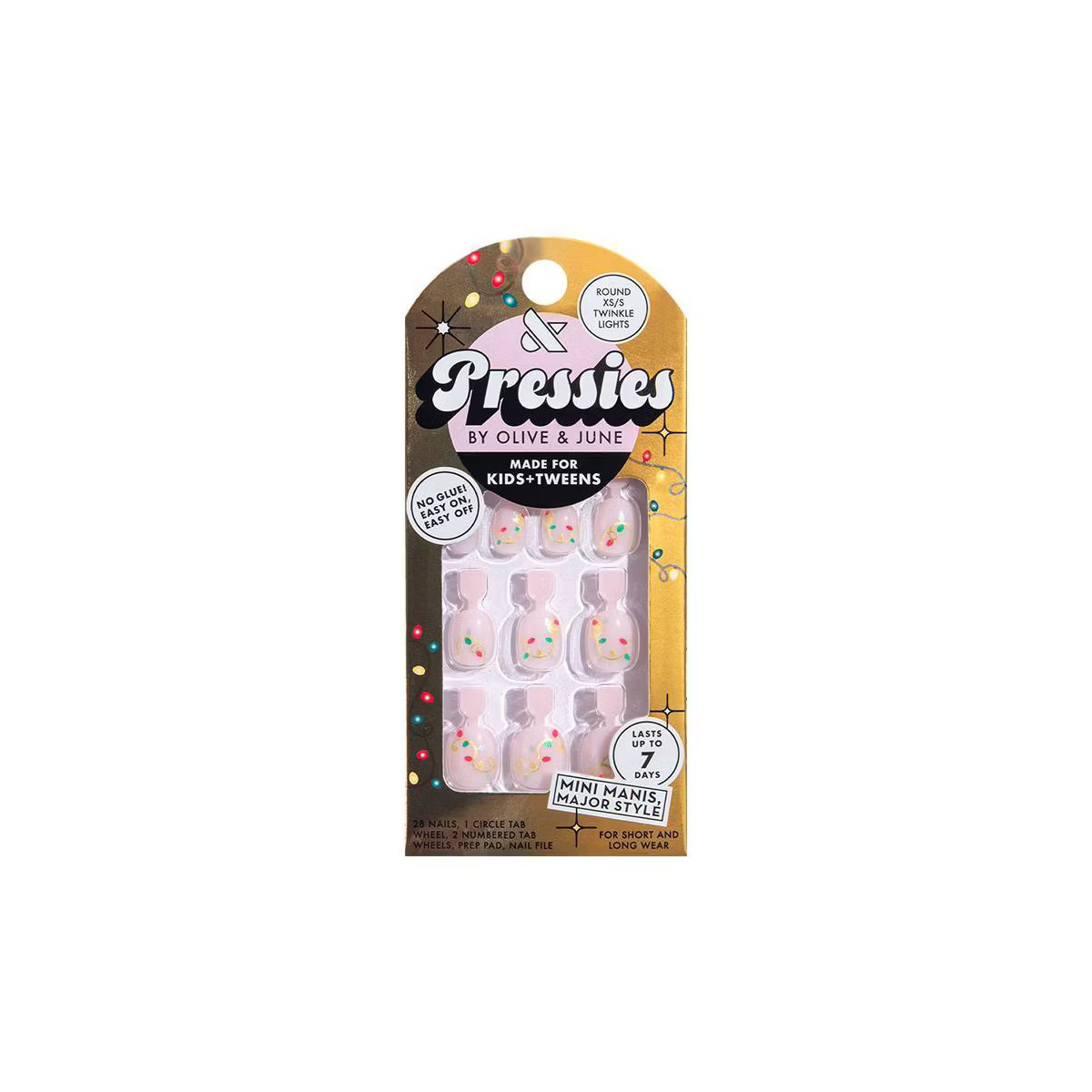 Olive & June Pressies Fake Nails - XS Round - Twinkle Lights - 28ct | Target