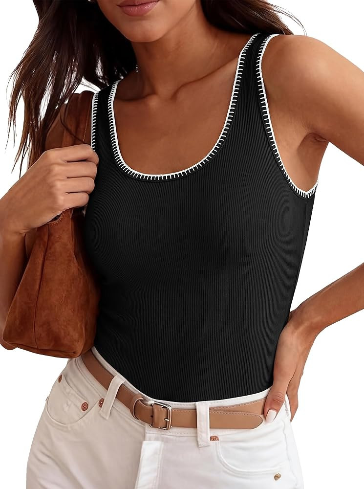 BTFBM Womens Square Neck Tank Tops 2026 Sleeveless Ribbed Knit Shirts Summer Casual Sweater Vest ... | Amazon (US)