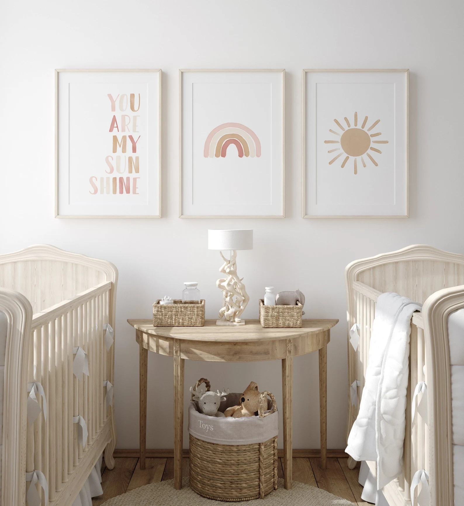 Neutral Rainbow Wall Art Set of 3 Prints You Are My Sunshine | Etsy | Etsy (US)