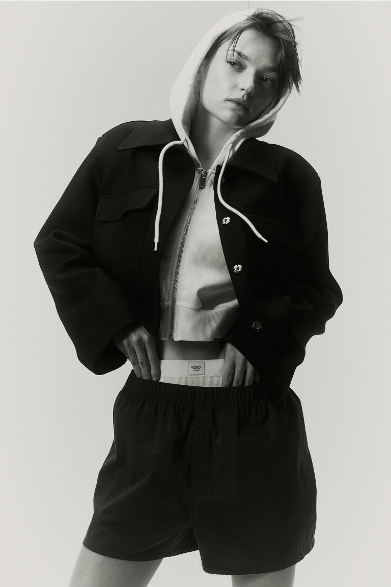 Short Hooded Sweatshirt Jacket - White - Ladies | H&M US | H&M (US + CA)