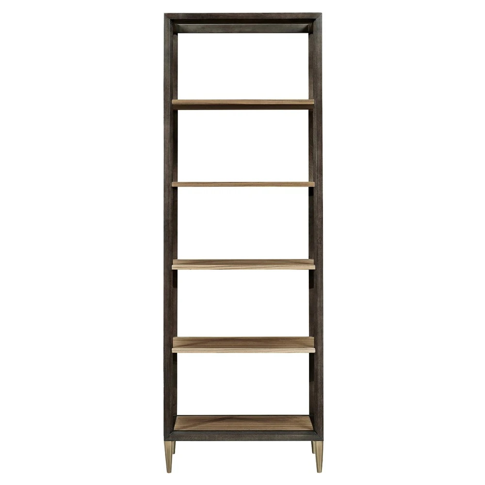 Edmund Modern Classic Brown Wood Etagere | Kathy Kuo Home