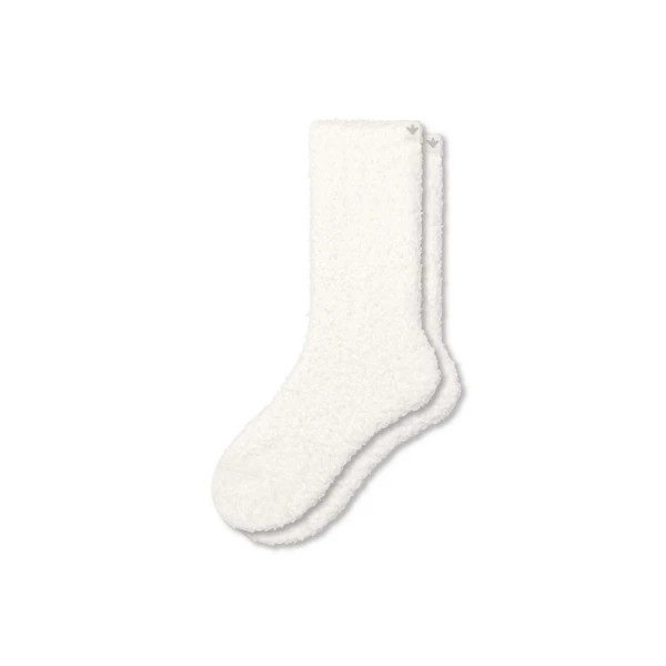 Women's Bombas Solid Fuzzy Crew Socks Medium Soft White | Scheels