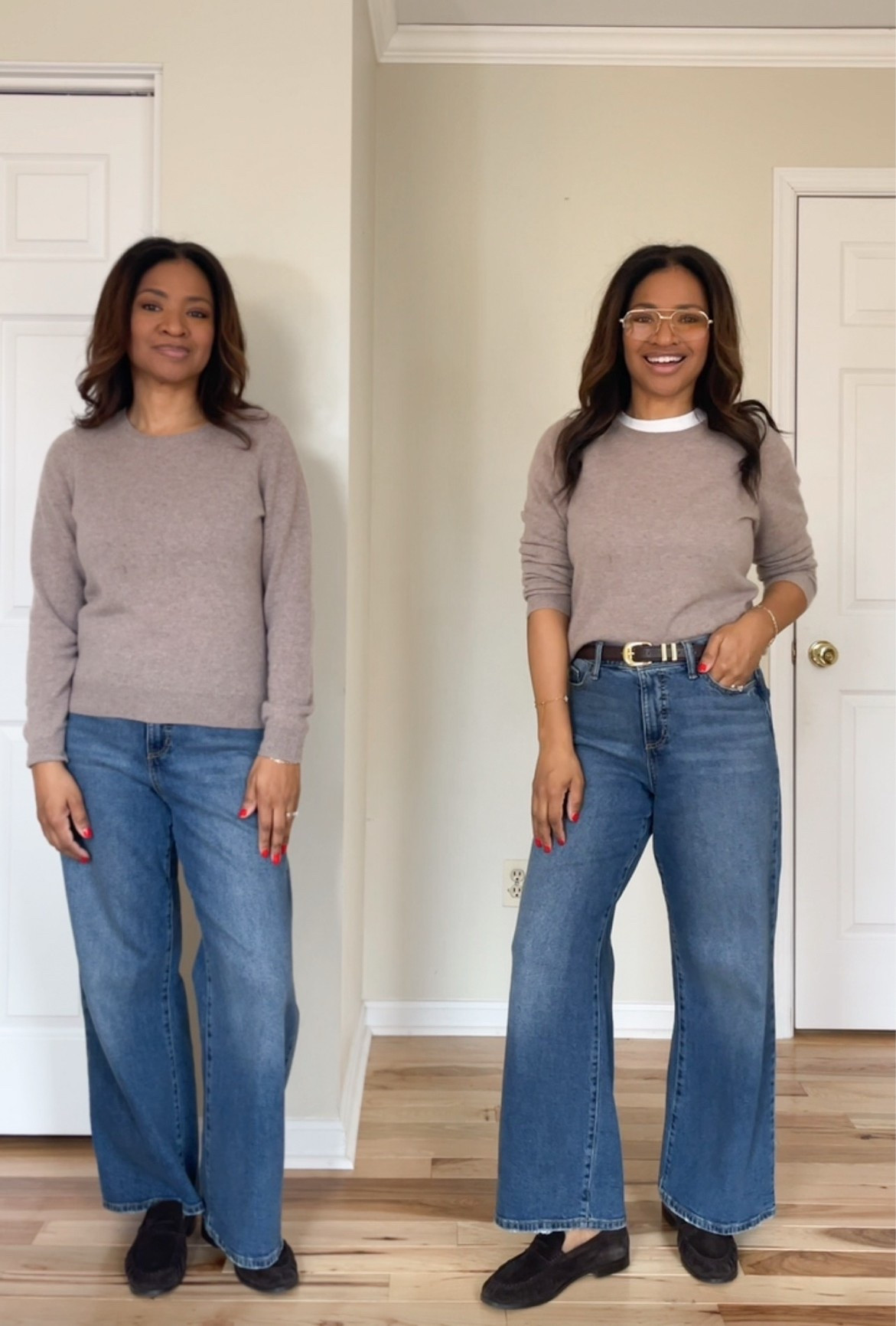 I’m wearing a small in the T-shirt and sweater. Linking similar options in case mine are out of stock. And I’m wearing a size 4 in the jeans. They are originally from Walmart, but I’m also linking similar ones in case those are out of stock. ￼

#LTKootd #LTKOver40 #LTKgrwm