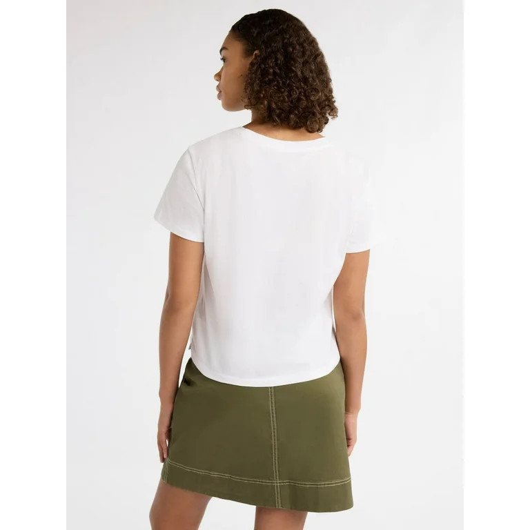 Free Assembly Women's Cotton Cropped Boxy Tee with Short Sleeves, Sizes XS-XXL | Walmart (US)
