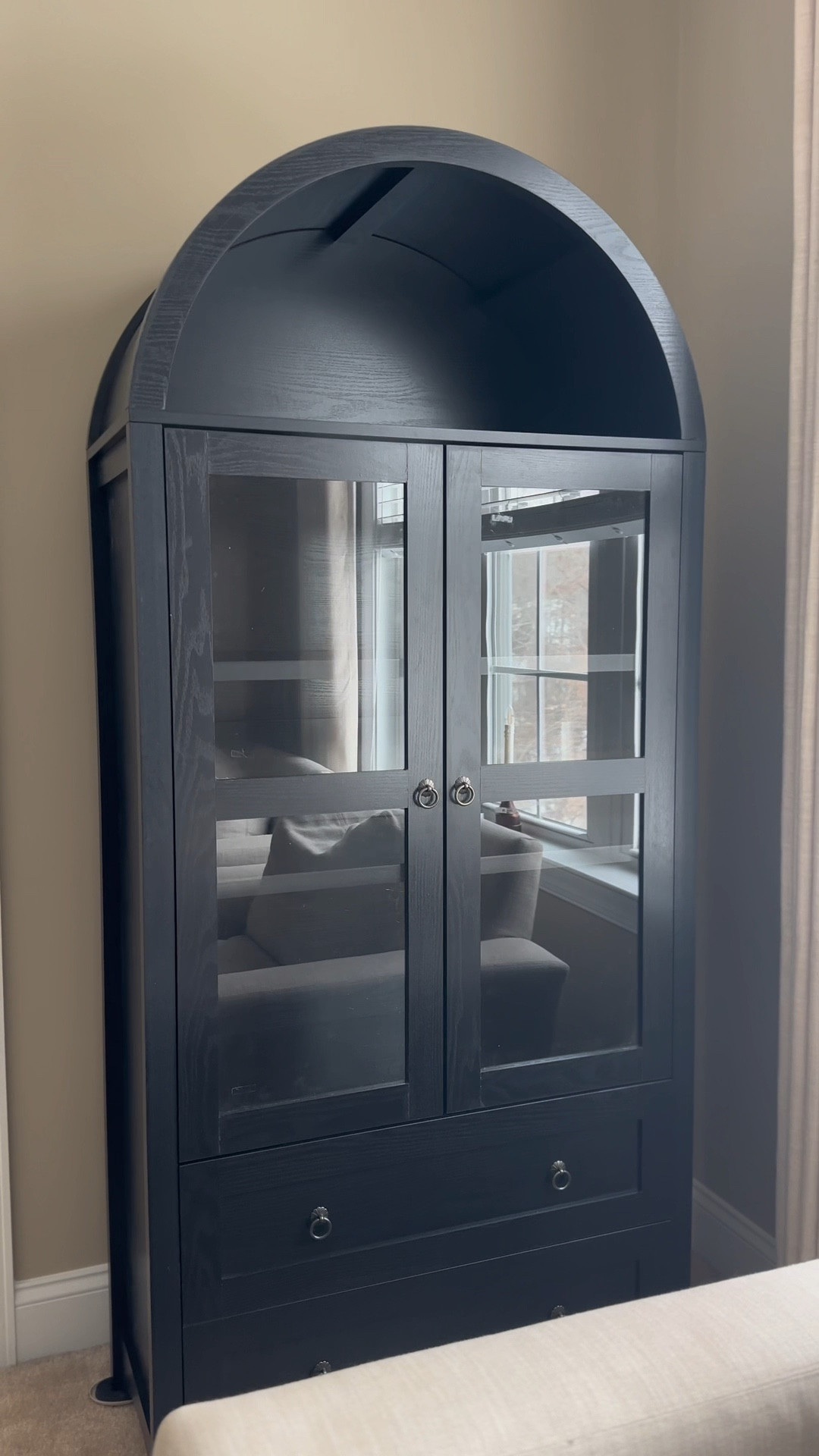 Affordable black arched cabinet with ample storage  

#LTKHome #LTKSaleAlert #LTKvlog
