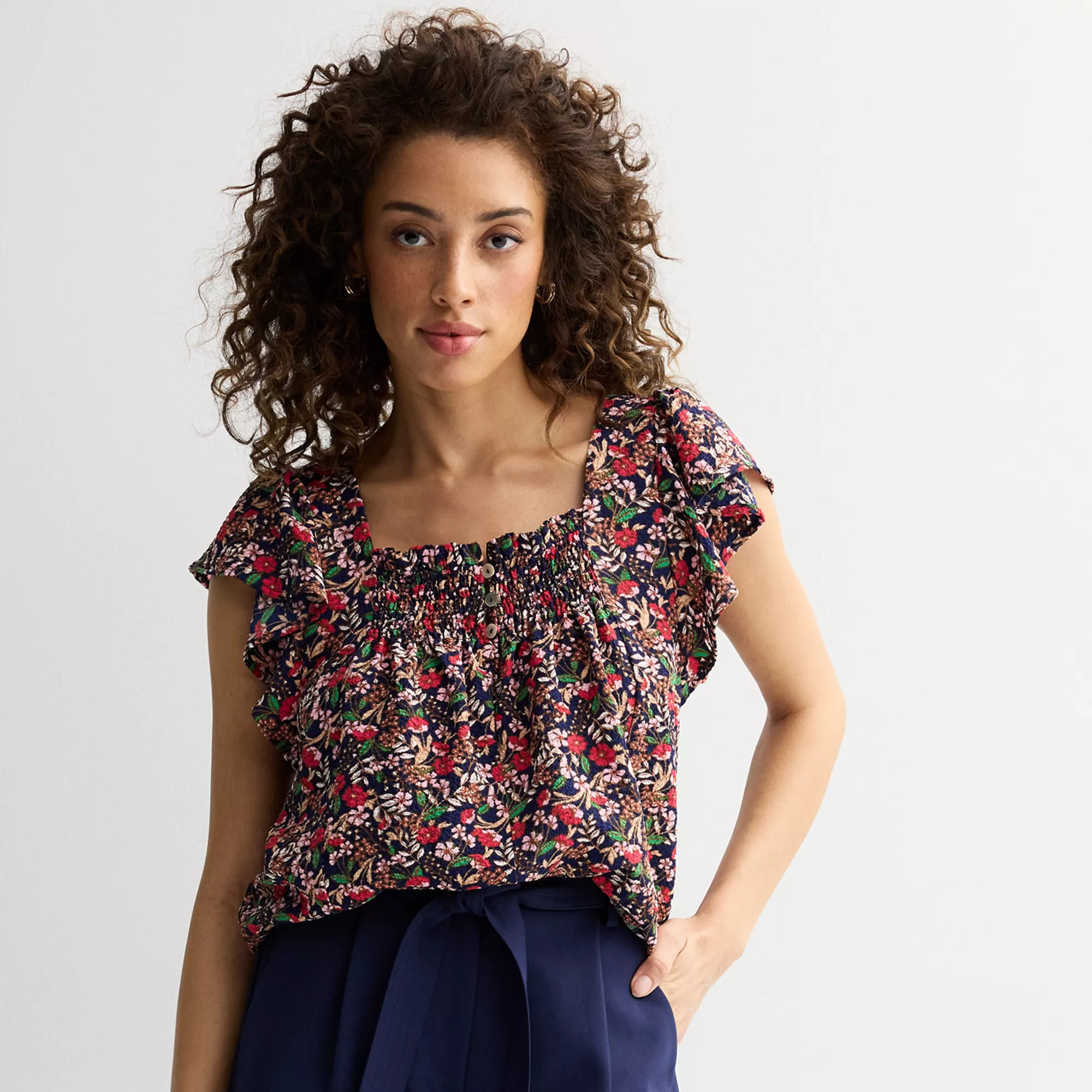 Women's Draper James Flutter Sleeve Smocked Top | Kohl's