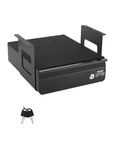 VEVOR Under Desk Lockable Slide Out Drawer, 13 inch Under Desk Pull-out Drawer for Sit Stand Workstation, Secure Under Counter Drawers for Home Office Storage Organizer, Black | Amazon (US)