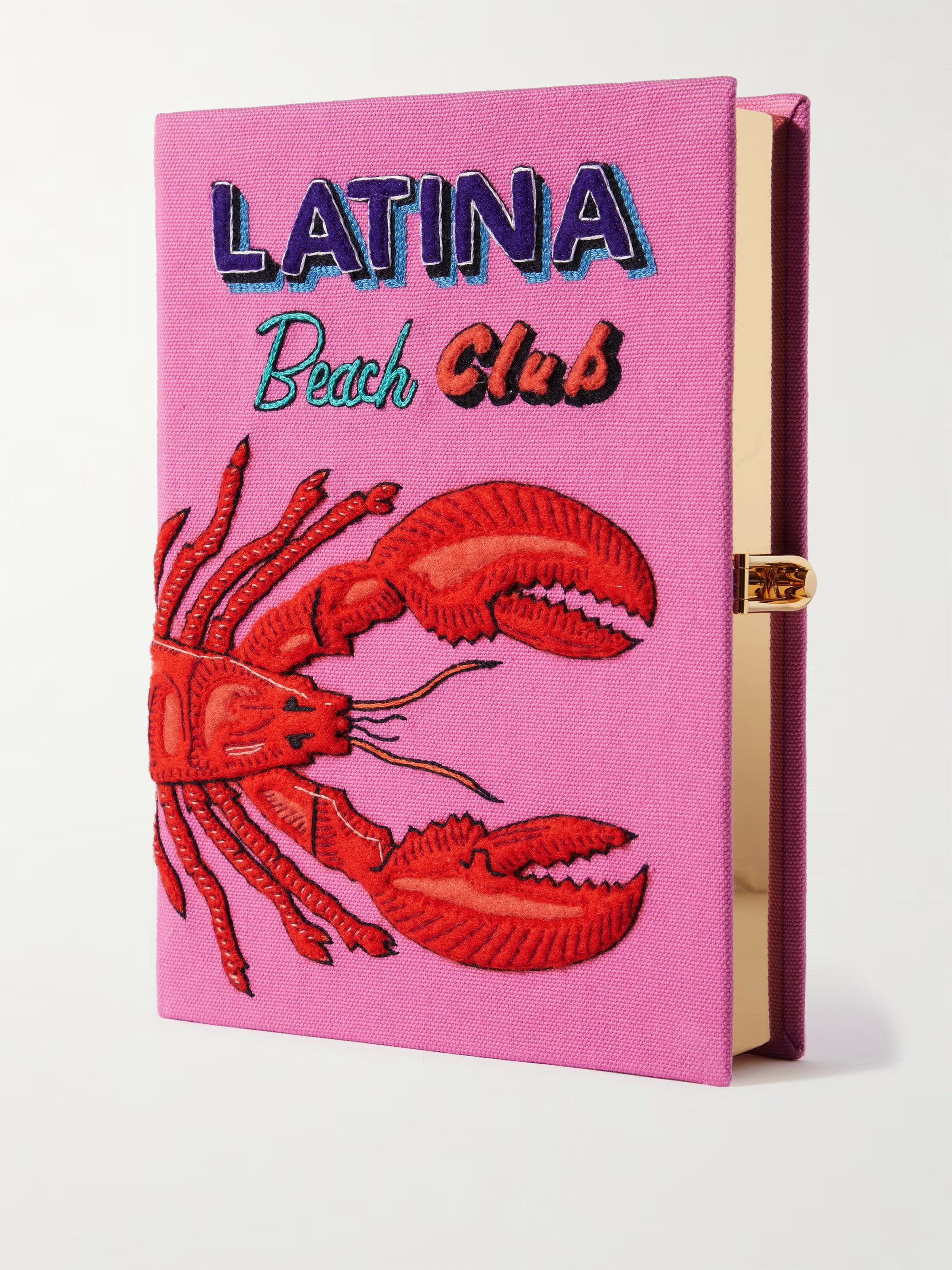 Latina Beach Club Lobster embroidered appliquéd canvas clutch | NET-A-PORTER (UK & EU)