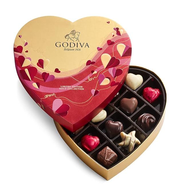 Godiva Chocolatier Valentine’s Day Heart Chocolate Gift Box - 14 Piece Assorted Milk, White and... | Amazon (US)