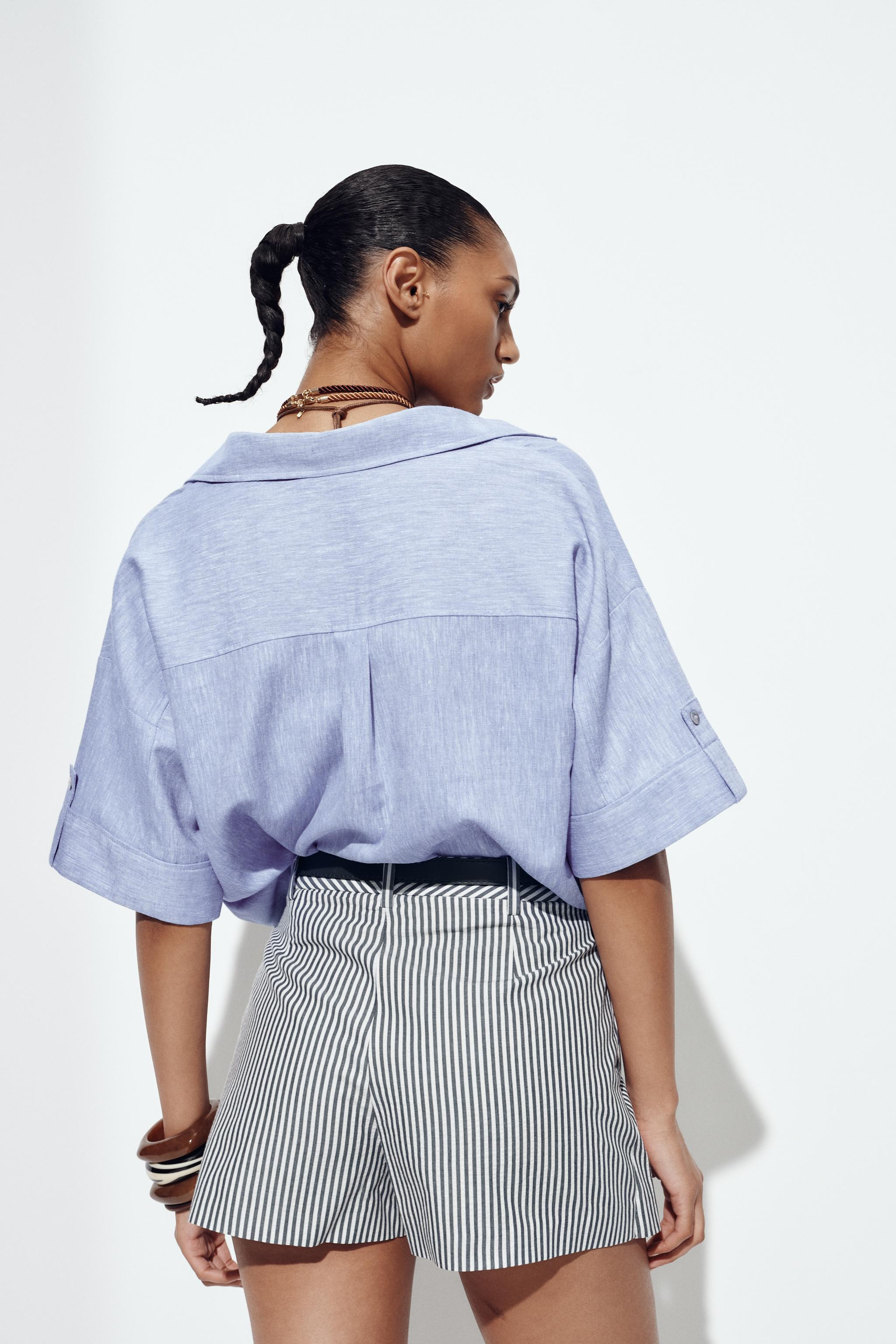 STRIPED BELTED CULOTTES | Zara US