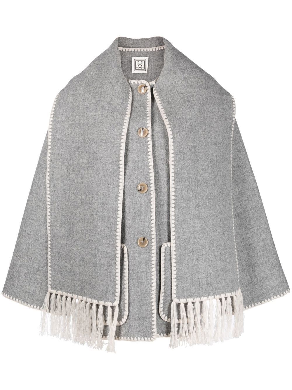 scarf-collar wool-blend jacket | Farfetch Global