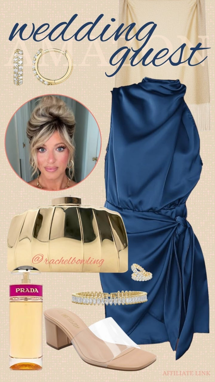 ✨ Wedding Guest Ready ✨

Elegant, timeless, and just the right amount of glam 💙
This navy satin wrap dress pairs perfectly with gold accents and clear heels for a chic, polished look. Add a touch of sparkle with dainty jewelry and finish with a spritz of Prada for the ultimate wedding guest vibe.

💍 Outfit details:
👗 Satin wrap dress – Amazon
👡 Clear block heels – Vince Camuto
👜 Gold clutch – Amazon find
💫 Hoops + bracelet – Amazon sparkle set
💄 Perfume – Prada Candy

#WeddingGuestLook #AmazonFashion #WeddingStyle #AmazonFinds #WeddingSeason #LTKStyle #LTKWedding #LTKFinds 

#LTKStyleTip #LTKMidsize #LTKWedding