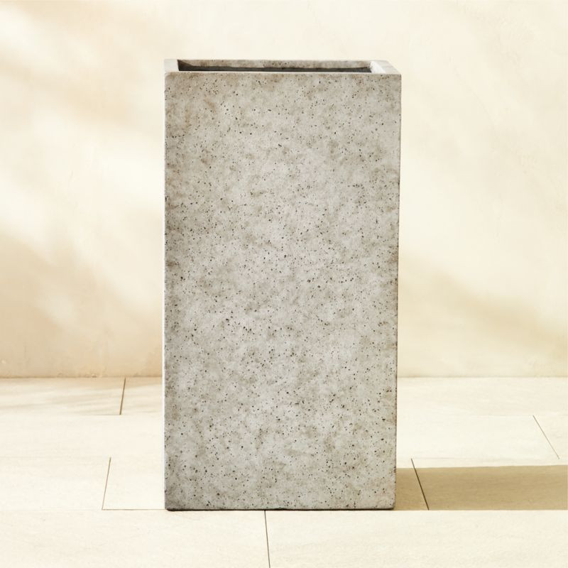 Ash Square Grey Cement Indoor/Outdoor Planter Tall + Reviews | CB2 | CB2