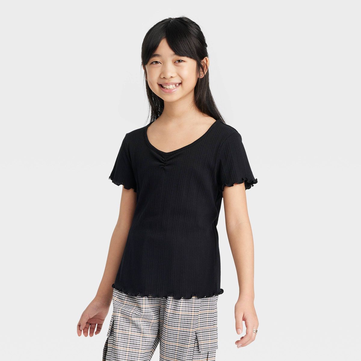 Girls' Short Sleeve Cinch Front T-Shirt - art class™ | Target