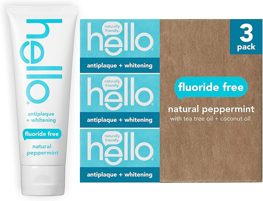 Hello Antiplaque Whitening Toothpaste, Fluoride Free Toothpaste for Teeth Whitening with Natural ... | Amazon (US)