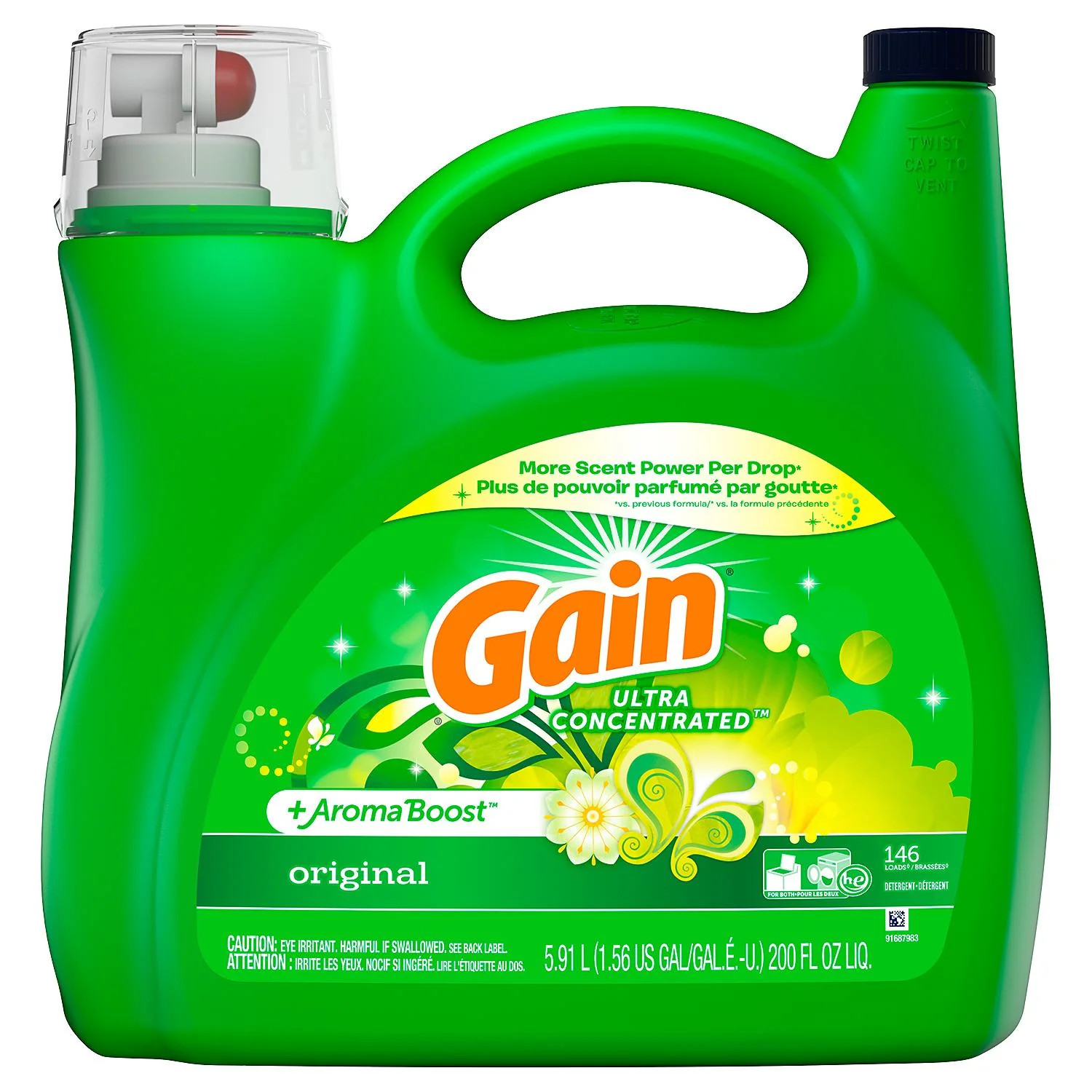 Gain + AromaBoost Ultra Concentrated Liquid Laundry Detergent, Original 146 Loads, 200 Ounce | Walmart (US)