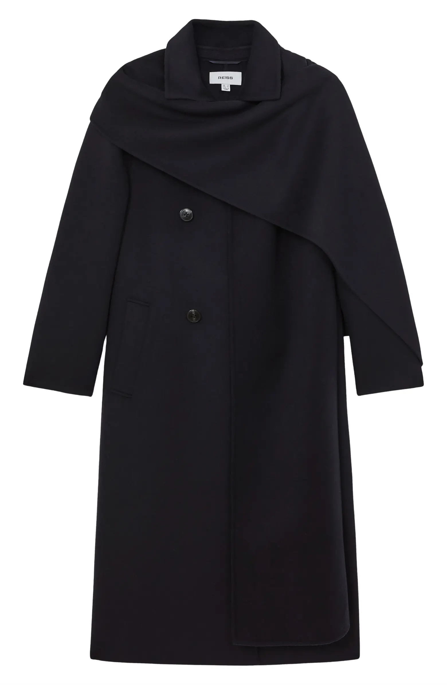 Indira Double Breasted Wool Blend Coat with Scarf | Nordstrom