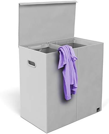 Mindspace Double Laundry Hamper with Lid and Removable Mesh Bags - Woven Canvas Laundry Basket Or... | Amazon (US)
