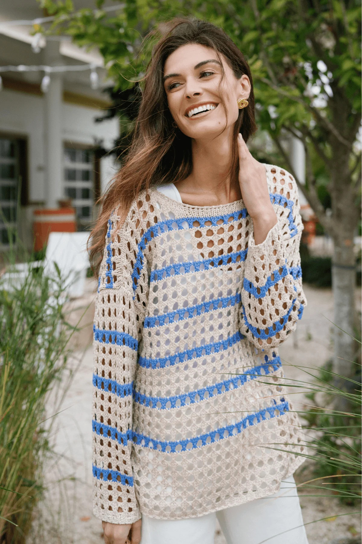 Fate Boat Neck Striped Knit Sweater | Social Threads