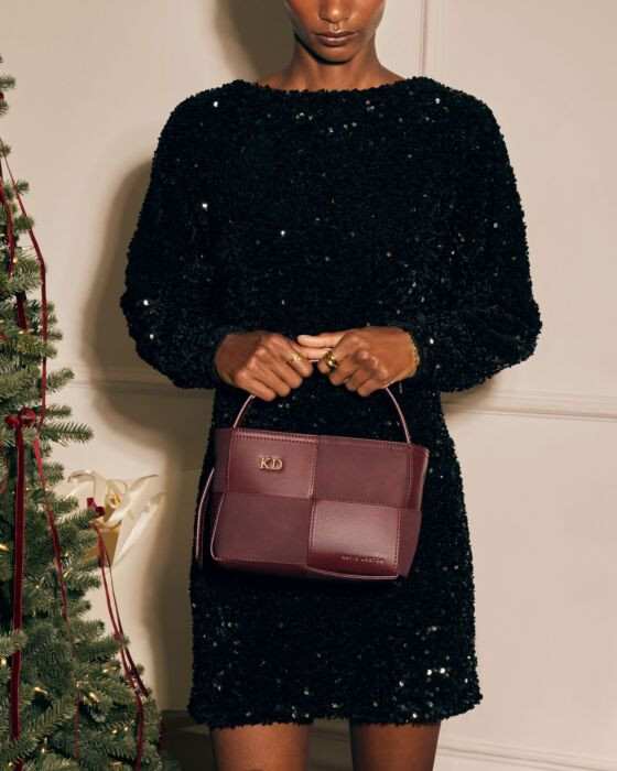 Taya Hand Woven Suedette Top Handle Bag in Cherry | Katie Loxton Ltd. (UK)