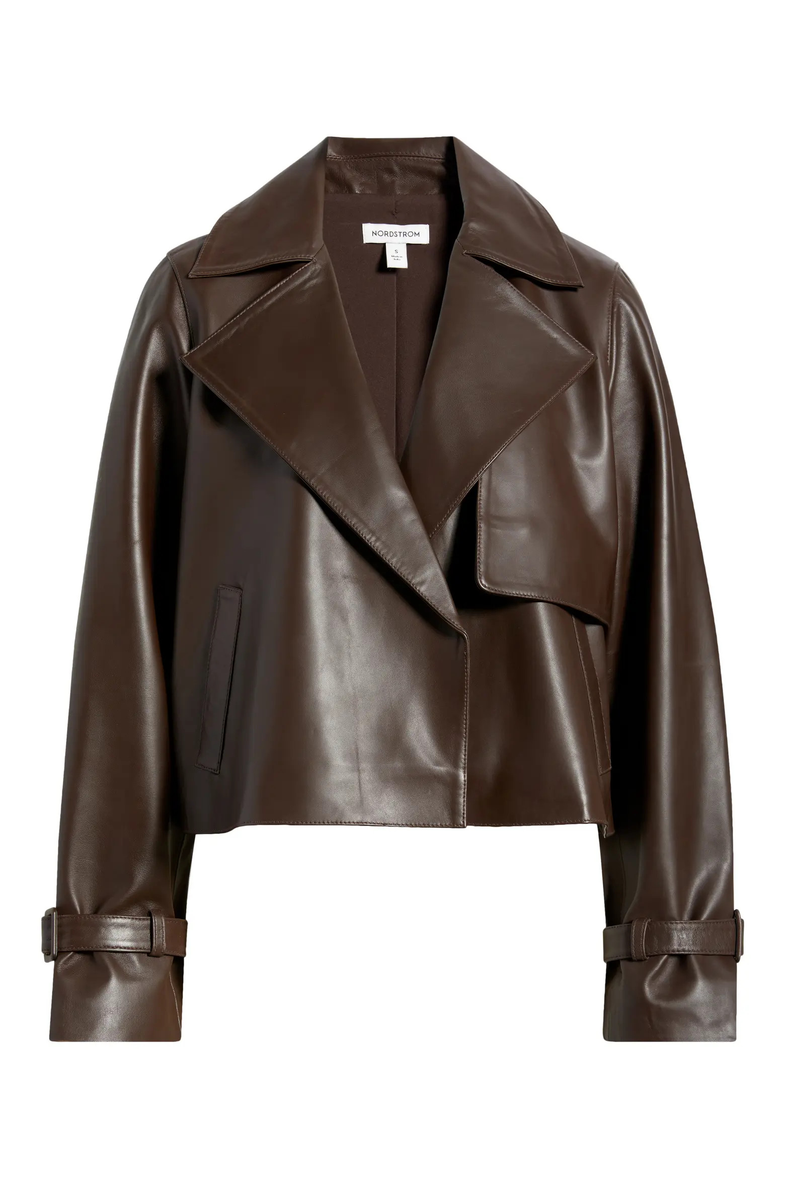 Crop Leather Trench Coat (Women) | Nordstrom | Nordstrom
