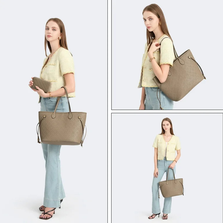 MilaKate Embossed Shoulder Handbags with Wallet for Women – Designer Inspired Tote Bags. Grey C... | Walmart (US)