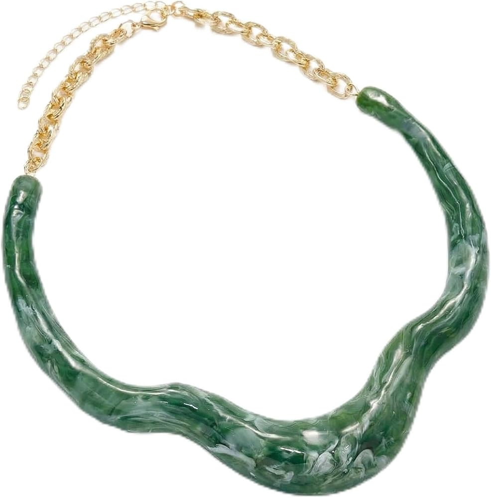 Colored Resin Choker Necklace for Women Adjustable Chunky Geometric Acrylic Necklace Trendy Candy... | Amazon (US)