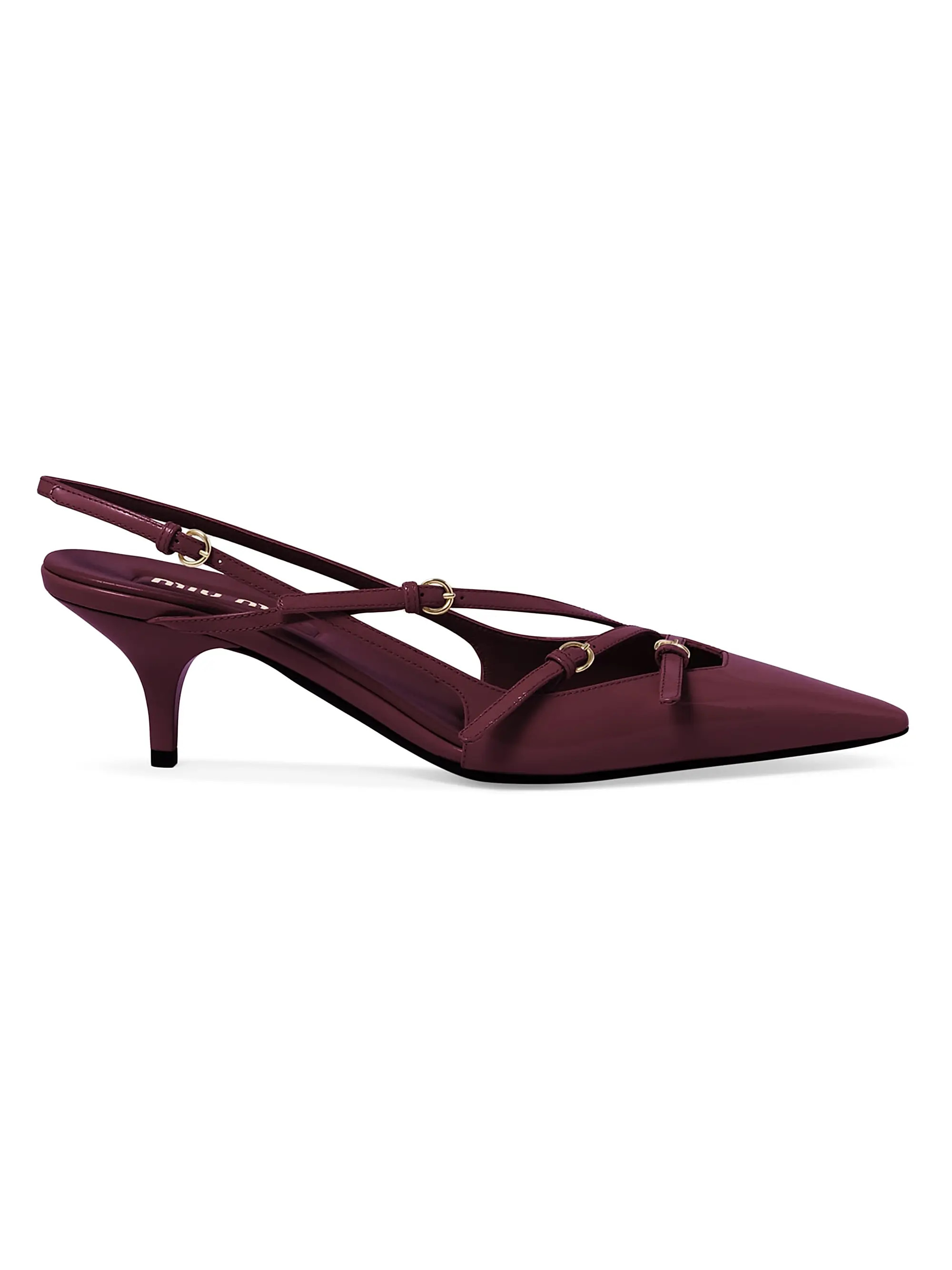 Miu Miu Patent Leather Slingbacks with Buckles | Saks Fifth Avenue | Saks Fifth Avenue