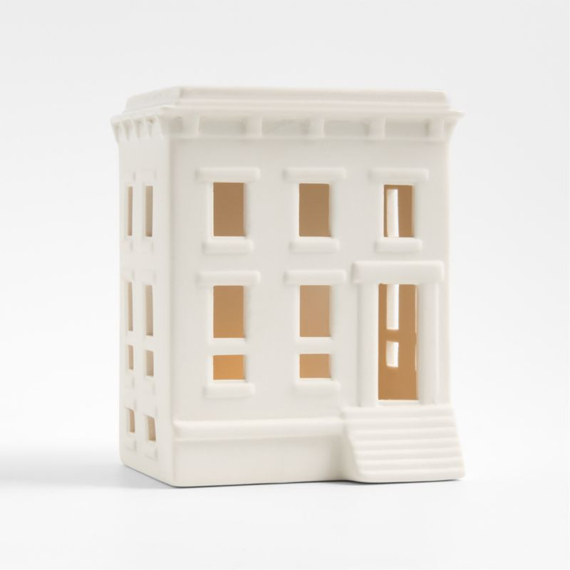 White Ceramic Holiday Gothic Revival Brownstone + Reviews | Crate & Barrel | Crate & Barrel