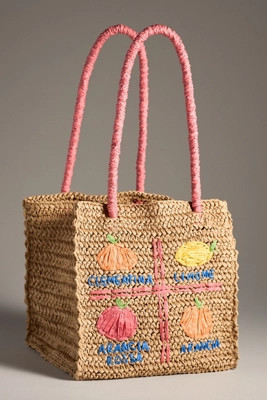Damson Madder Raffia Fruit Tote | Anthropologie (US)