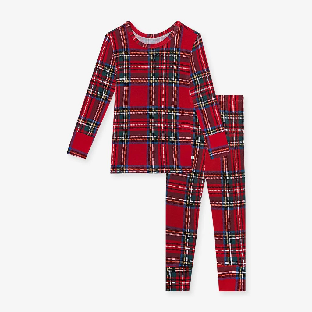 Plaid Red Long Sleeve Toddler Pajamas | Red Tartan Plaid | Posh Peanut