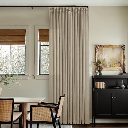 Dark Flax Linen Curtains 120 Inches Long for Living Room Bedroom Pinch Pleated Back Tab Privacy C... | Amazon (US)