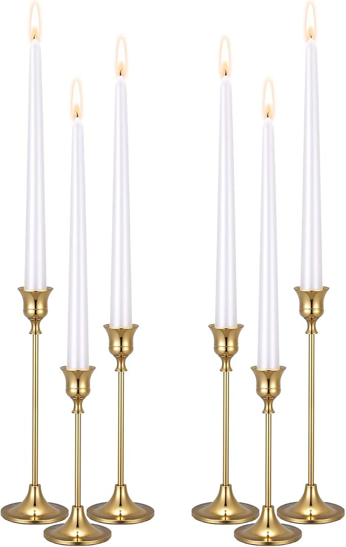 Rozrety Gold Candlestick Holders Taper Candle Holder - Set of 6-Pcs Decorative Candle Sticks Hold... | Amazon (US)