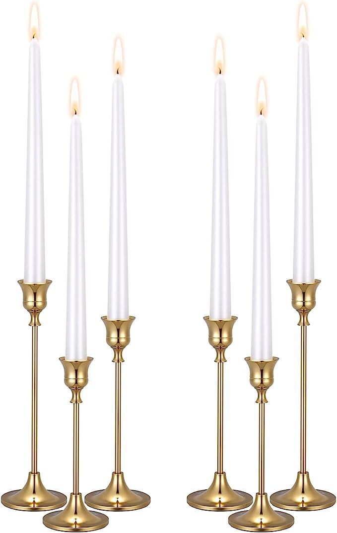 Rozrety Gold Candlestick Holders Taper Candle Holder - Set of 6-Pcs Decorative Candle Sticks Hold... | Amazon (US)