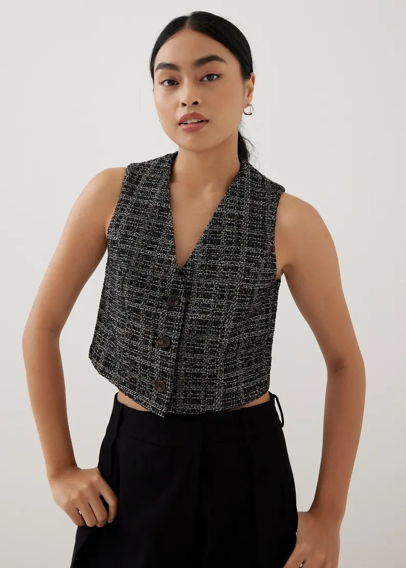 Kamille Tweed Crop Vest | Love, Bonito USA
