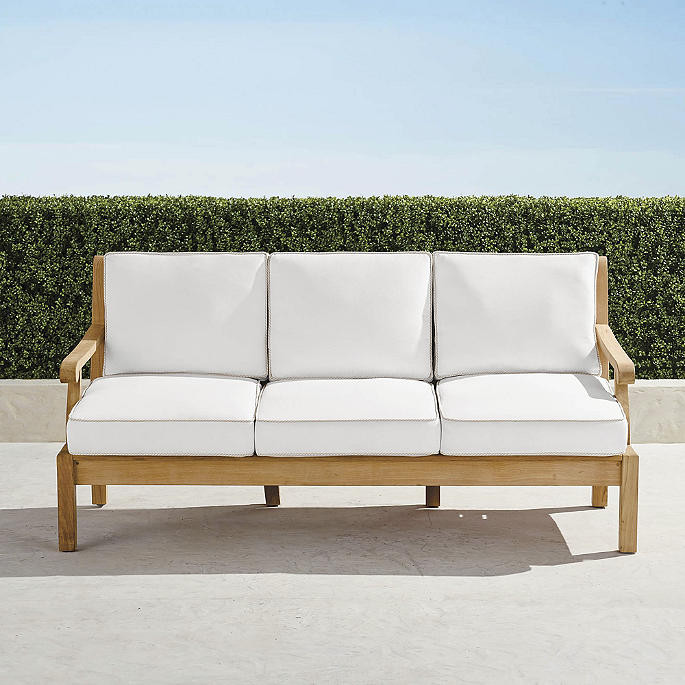 Small Cassara Sofa with Cushions in Natural Finish | Frontgate | Frontgate