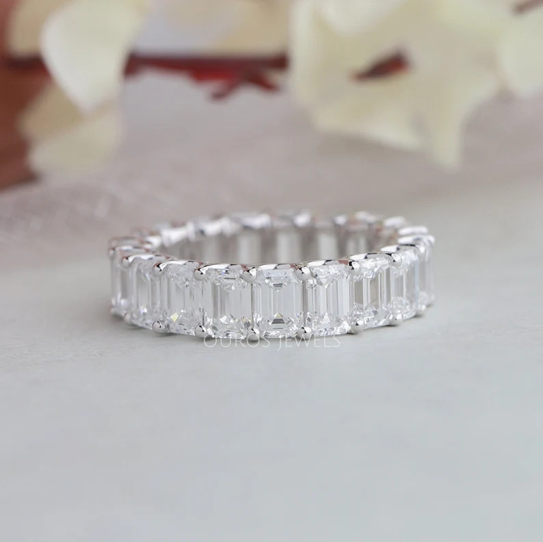 Emerald Diamond Full Eternity Band/ Lab Grown Diamond Band/ Platinum Diamond Band/ CVD Diamond Ba... | Etsy (US)