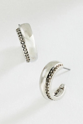 Pavé Detail Hoop Earrings | Anthropologie (US)