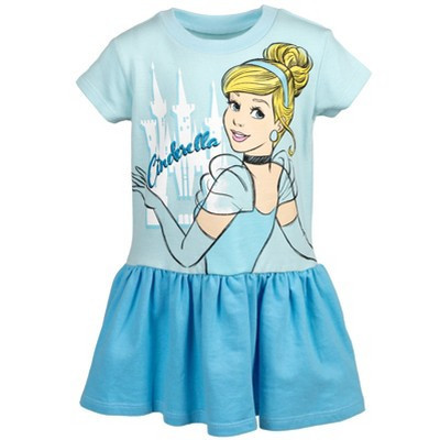 Disney Princess Cinderella Big Girls French Terry Dress Blue 10-12 | Target
