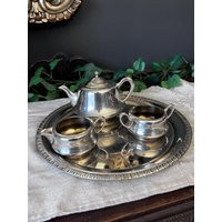 Vintage Crescent Silver Plate Tea Set - 4 Piece | Etsy (US)