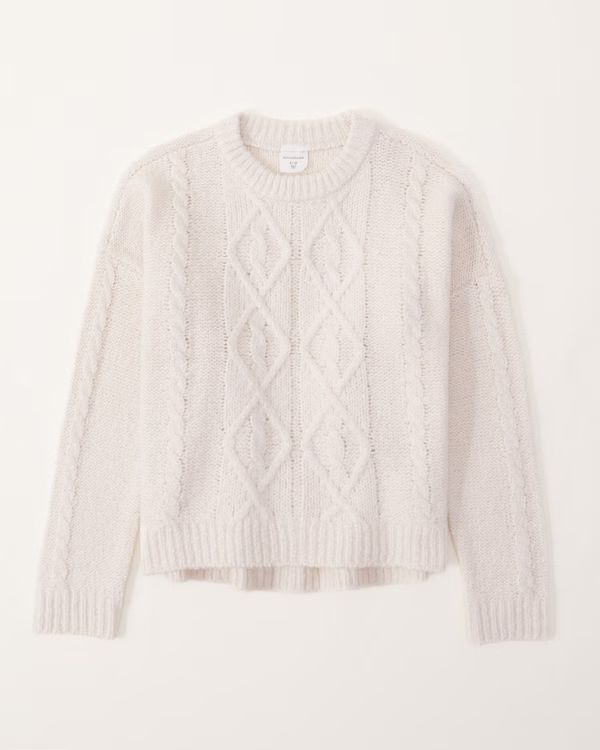 girls cable stitch crewneck sweater | girls | Abercrombie.com | Abercrombie & Fitch (US)
