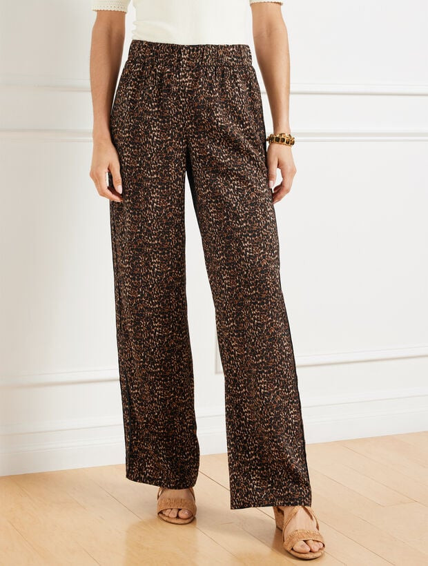 Wide Leg Pull-On Pants - Delicate Leopard | Talbots