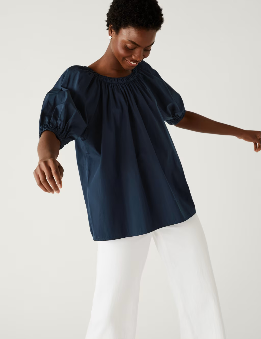 Pure Cotton Round Neck Blouse | Marks & Spencer (UK)